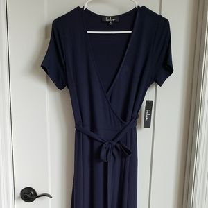 Evolve Navy Blue Wrap Maxi Dress